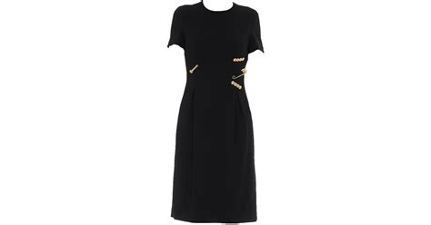 Versace Synthetic Safety Pin Detail Midi Dress In Black Lyst
