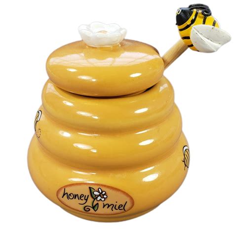 Novelty Ceramic Beehive Honey Pot Bee Wooden Dipper Spoon Storage Jar Canisterのebay公認海外通販｜セカイモン
