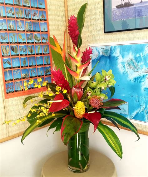 Large Hawaiian Tropical Floral Arrangement Luau Tropical Floral