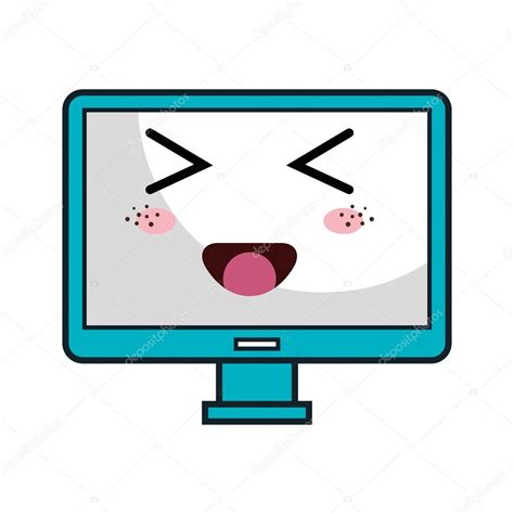 Computer Monitor Kawaii Cartoon — Stock Vector © Yupiramos 122984714