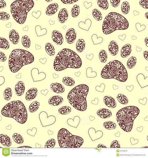 Fashion animal skin and flowers. Seamless Pattern With Floral Animal Paw Print Stock Photos ...