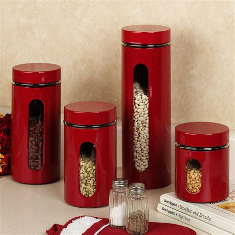 Kitchen Canister Sets In Red Color Homesfeed