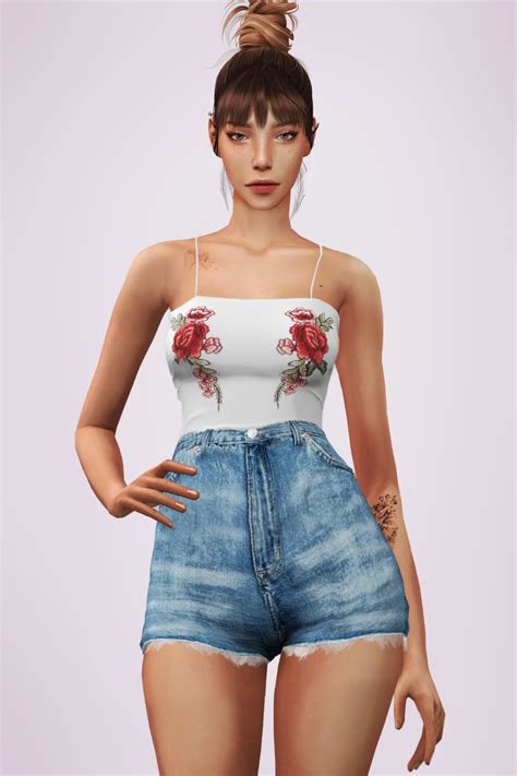 Sims 4 Cc Custom Content Clothing Sims 4 Sims Cutout Shoulder Top