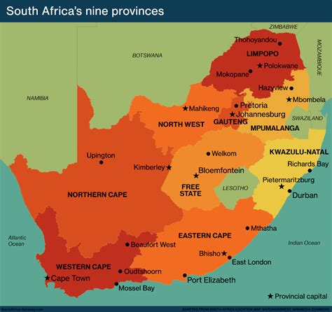 9 Provinces Of South Africa Map Asia Africa Map