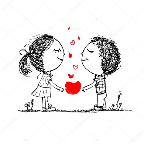 Pareja Enamorada Juntos Boceto De San Valentín Para Tu Diseño 2022
