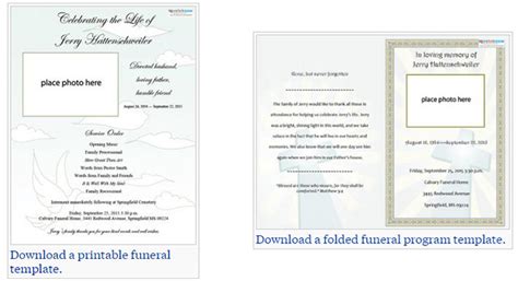 Printable Funeral Program Template Word Printable Templates Free
