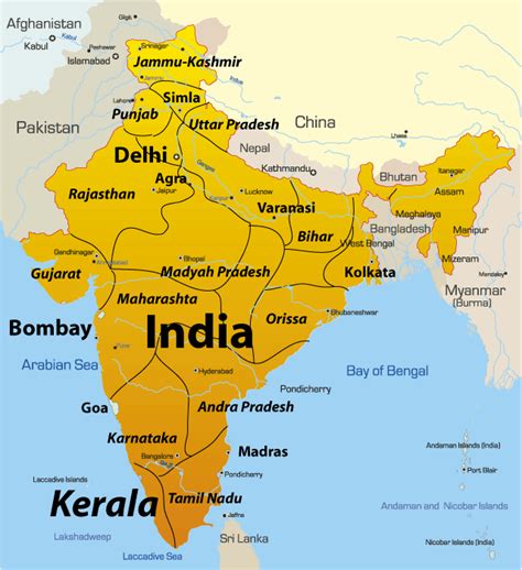 Holidays (more than 6 nights). Kerala Map Showing Attractions & Accommodation