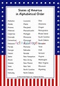 Alphabetical List Of 50 US States Poster | ubicaciondepersonas.cdmx.gob.mx
