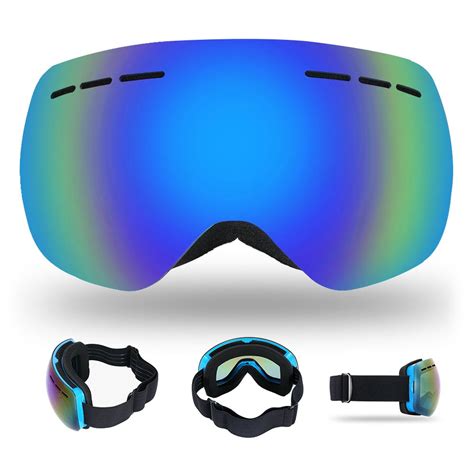 Lixada Ski Goggles Double Layers Uv400 Anti Fog Big Ski Mask Glasses