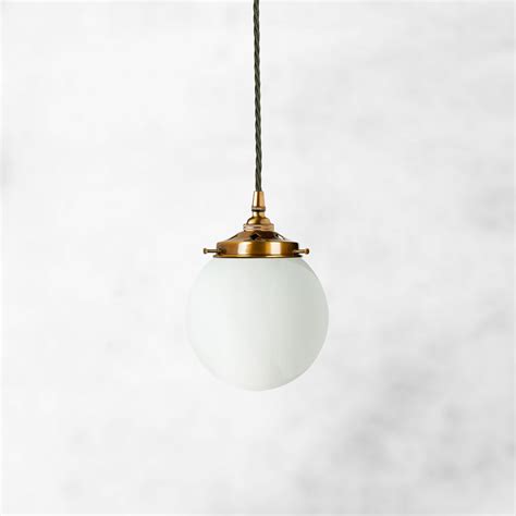 Smaller Espere In Opaline Glass With Classic Pendant Light Kit In Antiqued Brass Pendant Light