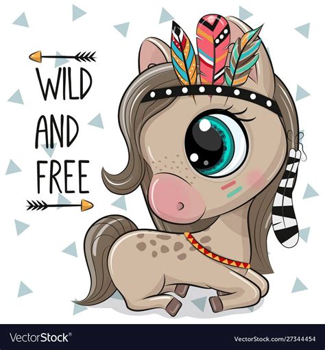 Cartoon Horse With Feathers On A White Background Vector Image On