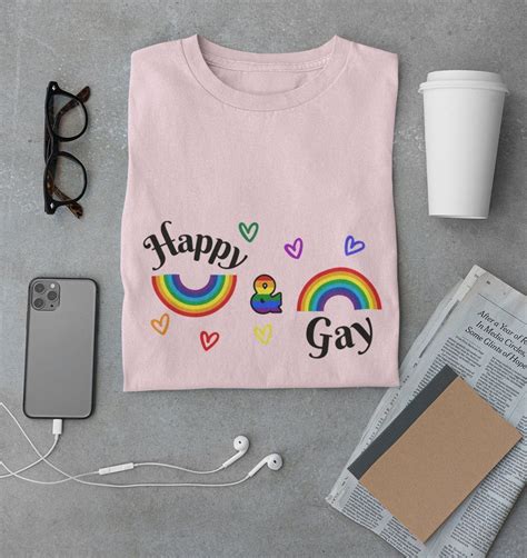 Happy Gay Rainbow Gay Pride T Shirt Lgbt Lesbian Print Equality