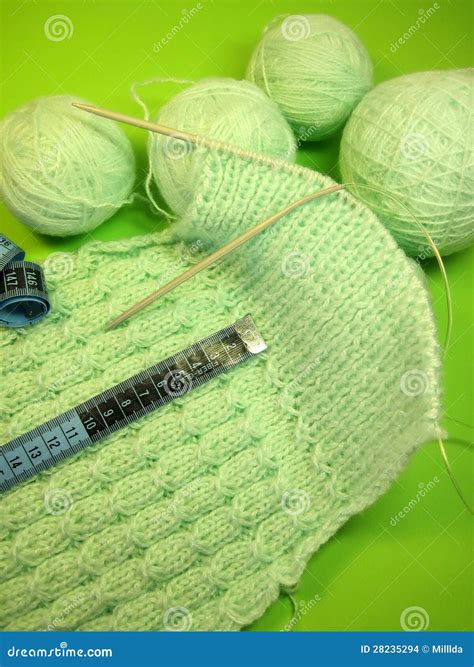 Green Knitting Stock Photo Image Of Centimetre Wall 28235294