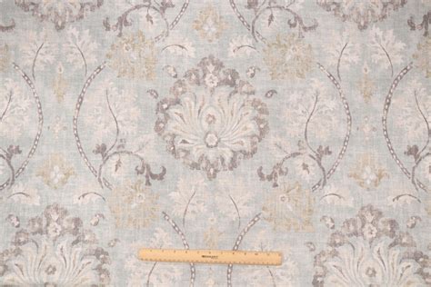 Covington Lotus Printed Linen Blend Drapery Fabric In Mineral 545