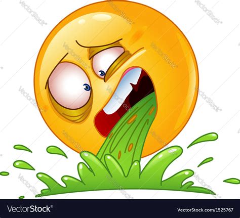 Puking Emoji Isolated On White Background Disgusted Or Sick Emoticon