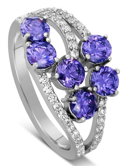 Unique 2 Carat Amethyst And Diamond Ring For Women Jeenjewels