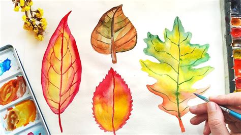 Watercolor Fall Leaves Painting For Beginners Asmr Drawing Easy Art