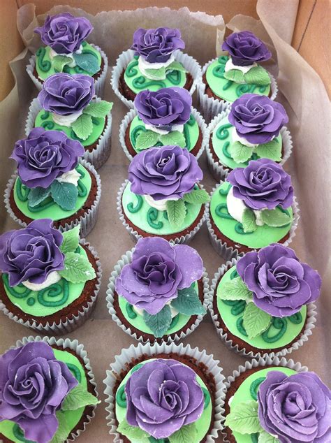 Wedding Purple Rose Cupcakes Cupcakes For A Purplegreen Wedding