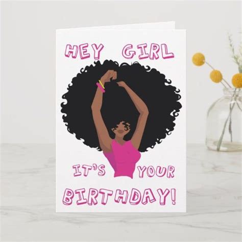 Afro Girl Birthday Card 21 Black Woman Birthday Card Etsy Happy