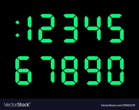 Digital Numbers Font For Electronic Clock Display Vector Image