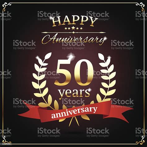 Fifty Years Anniversary Golden Sign Stock Illustration Download Image