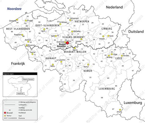 Digital 2 Digit Zip Code Map Belgium 647 The World Of
