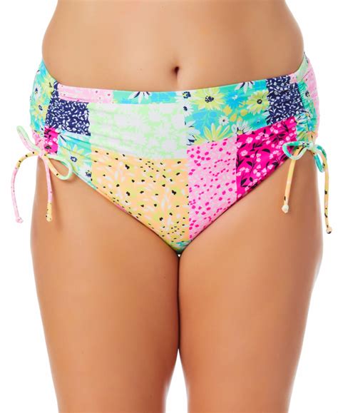 California Waves Plus Size Patchwork Bikini Bottoms Created For Macys Womens Swimsuit Smart