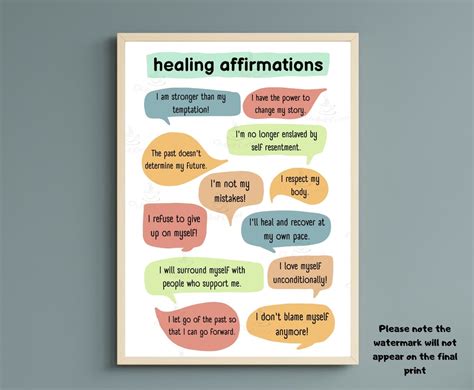 Healing Affirmations For Addiction Recovery Wall Print Sobriety Ts