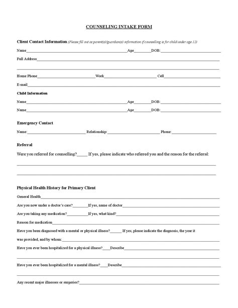 Marketing Client Intake Form Template