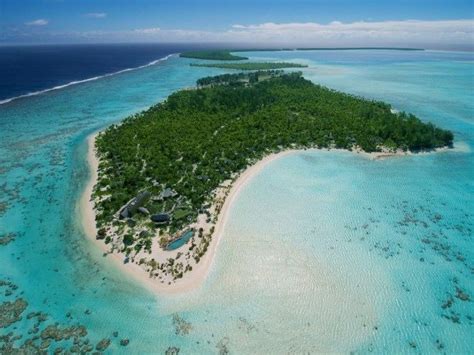 Aerial View Of Island Tahiti Travel French Polynesia Private Island