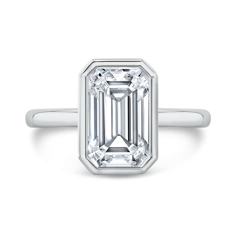 1ct Emerald Cut Natural Diamond Bezel Solitaire Diamond Engagement