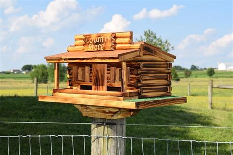Log Cabin Bird Feeder Log Cabin Handcrafted Amish Handmade Etsy In