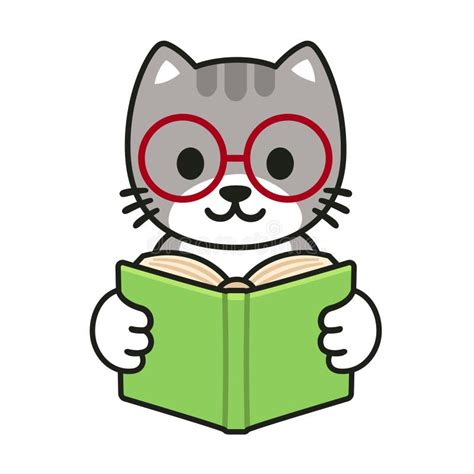 Cartoon Cat Reading A Book Stock Vector Illustration Of Bookshop