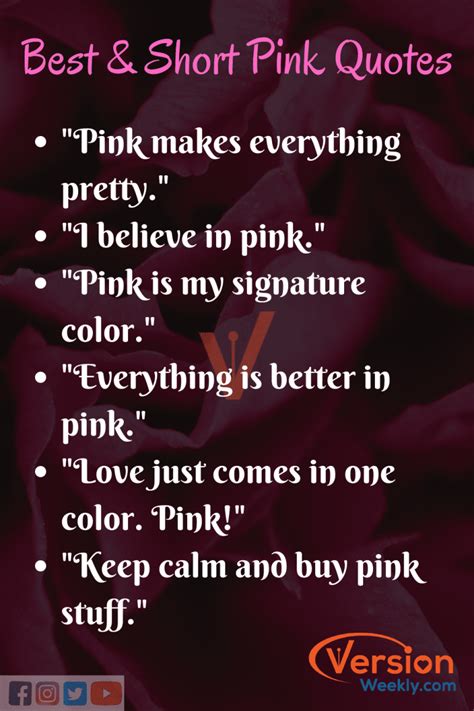 Top 50 Pink Quotes About Life Cute Pink Captions For Instagram Best Pink Outfit Quotes For