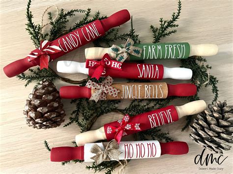 Christmas Mini Wooden Rolling Pins 7 Inch Farmhouse Rolling Etsy