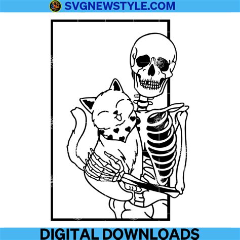 Skeleton With Cat Svg Cat Lover Svg Cat Mom Svg Png