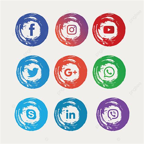 Set Social Media Vector Png Images Social Media Brush Icons Set Vector