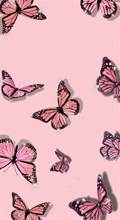 Pink Butterfly Wallpaper Aesthetic Bling Go Images Cafe