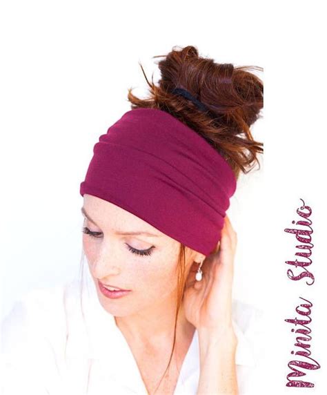 Burgundy Headband Wine Headwrap Burgundy Hairwrap Yoga Etsy Head