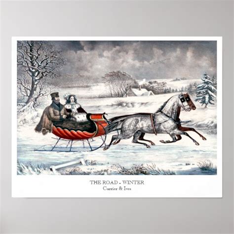 Currier And Ives Poster The Road Winter
