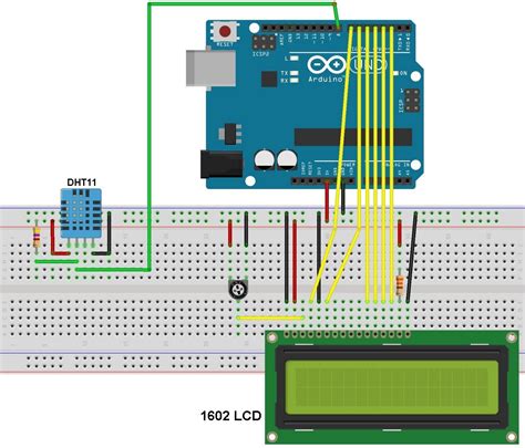 Arduino Interfacing With Dht11 Sensor And Lcd Simple Circuit
