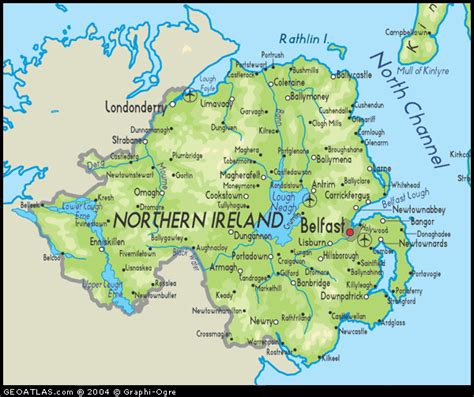 Physical Map Of Northern Ireland Map Road Map Northern Ireland Atlas