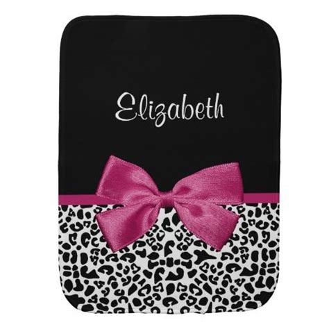 Vivacious Dark Pink Ribbon Leopard Print With Name Burp Cloth Zazzle Personalized Burp Cloth