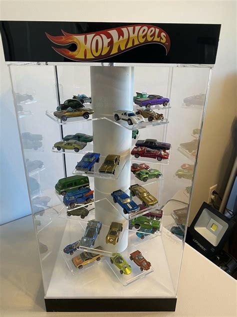 Hot Wheels Rotating Display Case Led Lighted Holds 40 60 Cars Etsy