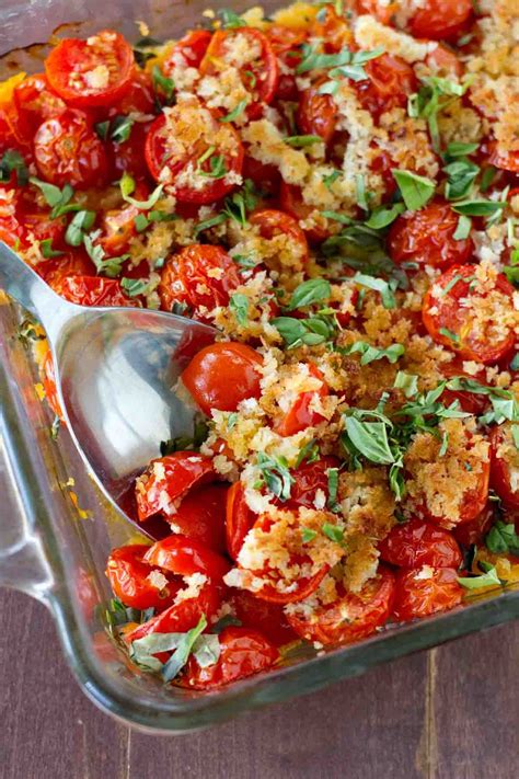 an easy and seasonal side dish using cherry tomatoes and fresh basil this tomato and basil bake