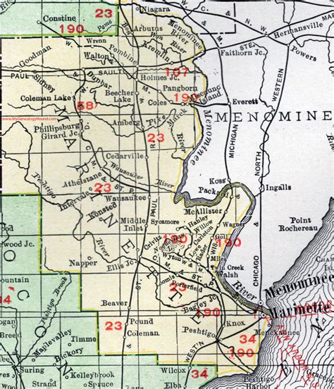 marinette county cities map