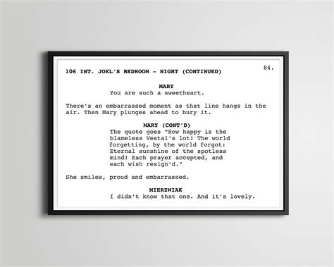 Eternal Sunshine Of The Spotless Mind Screenplay Poster Up Etsy In