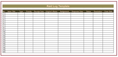 Raid Project Management Template