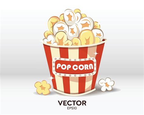 Colorful Vector Popcorn Bucket Full Of Popcorn Items Delicious Fast