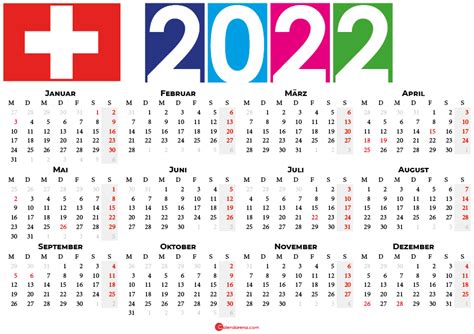 Kalender 2022 Schweiz